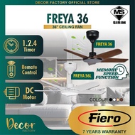 FIERO Fan FIERO FREYA 36 Inch 5 Blades 24 Speed DC Motor With Remote Control Ceiling Fan Kipas Silin