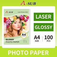 【Laser Glossy Paper】A-SUB Glossy Photo Paper A4 157gsm/200gsm Suitable for LASER Printer 100sheets A