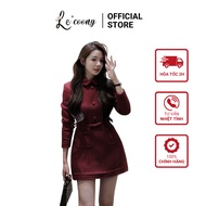 LECOONG V846 Luxury Lotus Collar Lady's Dress Beautiful Beige Red Two-Color Evening Dress