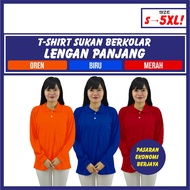 T-SHIRT SUKAN LENGAN PANJANG BERKOLAR COTTON COLLAR NECK PLAIN BASIC TEE BAJU RUMAH SUKAN BERWARNA L