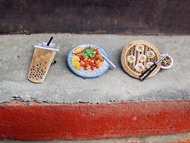 刺繡別針 | 台灣小吃系列-珍珠奶茶 滷肉飯 小籠包 | 文藝輕黏