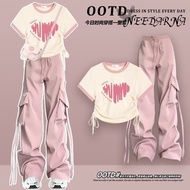 Dopamine Style Outfit - New Summer Pink Work Pant Set