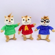 Alvin and the Chipmunks 3-Pack Plush Doll, Cute Chipmunk Soft Stuffed Toy, Huggable Cartoon Characte