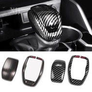 2PCS Carbon Fiber Gear Shift Knob Handle Cover Peach Wood Grain Cap For Toyota Highlander XU70 Kluge