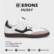 ERONS - HUSKY White Black Gum | Men's Retro Sneakers Wanita | Casual Vintage Gum Sole | Unisex Fashi