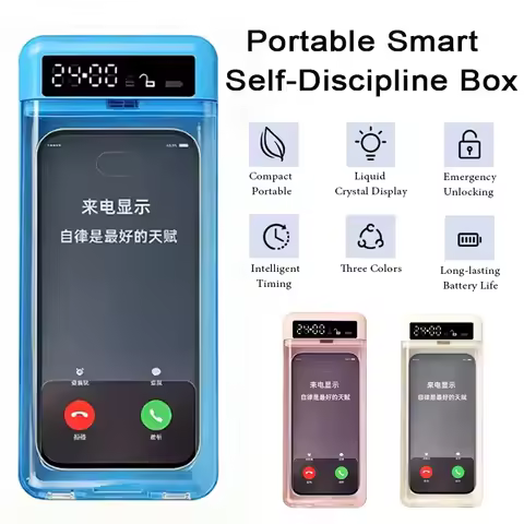 Transparent Phone Lock Box with Display Screen Self-Discipline Device Smart Timer Phone Lock Box Stu