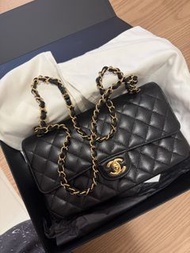 Chanel CF 黑金荔枝皮25中號