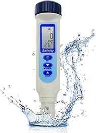 Pen Type Salinity &amp; Temp Salt Checker Tester Meter ATC NaCl, 100 PPT / 9999 ppm / 10% / 0.95-1.08 SG Pond Pool Saltwater Aquarium Seawater Drinking Water Quality