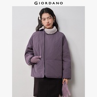 GIORDANO Women Jackets Asymmetrical Fleece Collar Padded Jackets Oblique Placket Fashionable Casual 