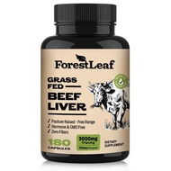 Forest Leaf Grass Feed Beef Liver Capsules, 3,000mg Per Serving, Containing Heme Iron, Vitamin A, B1