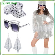 [Wishshopelxn] 70S Disco Hat Set Hat 70S Disco Accessories Octagonal Hat Disco Cap for Dress up Holi