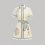 Women's Floral Apricot Vacation Dress With Belt,Summer Dresses For Women,Western Wear Women,Boho,Vac