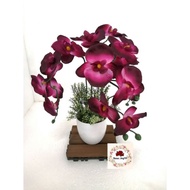 Orchid flowers with pot home decoration artificial flower | Bunga Orkid Siap Gubah Pasu hiasan rumah