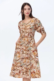 Lynaroundแท้ (นางแบบใส่ชุดขาย) Lynaround Fancy Cruise Print Dress ใหม่ เดรสวินเทจ สีคุมโทนดูสวยเก๋ผู