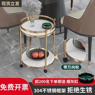 💘&amp;Chess Room Dedicated Mahjong Table Side Coffee Table Mahjong Machine Teaware Shelf Stainless Steel Light Luxury Stone