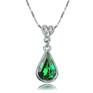 Yoursfs Teardrop Pendant Necklace For Women CZ Green And Silver White Gold Plated Cubic Zirconia Emerald Birthstone Ladies Jewelry Holiday Gifts