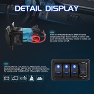 3 Gang Boat Rocker Switch Panel 12V Switch Panel Waterproof Marine Switch Panel Aluminum Panel With 