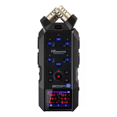 Zoom H6essential with 32-Bit Float, 6-Track Recorder, Stereo Microphones, 4 XLR/TRS Inputs, USB Audi