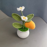 MZB 1 Piece Finished Product Crochet Fruit Potted Plant Pure Hand-Knitted Wool Flower Fruit Exquisit