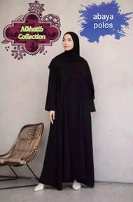 alkhatib abaya polos basic gamis hitam Saudi dress arab simpel busui
