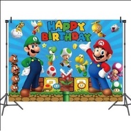 Super Mario Birthday Party Background Cloth 120cm * 80cm Fabric Event Background Party Decoration Children's Birthday Party Scene Cloth