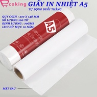 Giấy in A5 ECOKING dành cho tất cả dòng máy in nhiệt A4-A5 dày mềm mịn tự động duỗi thẳng 1 cuộn 100