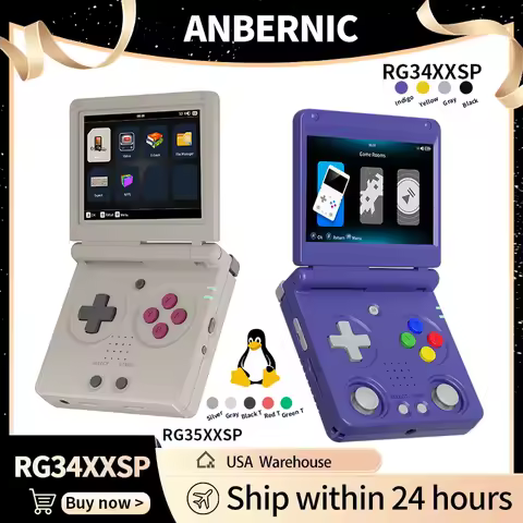 Anbernic RG34XXSP RG35XXSP Flip Handheld Game Console IPS Screen Linux 64-bit Collapsible Retro Vide
