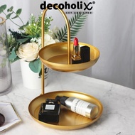 Decoholix 🇲🇾 HAURA Nordic Golden Iron Tray Jewellery cosmetic Rack Key Storage Mirror Crystal Ssf IK