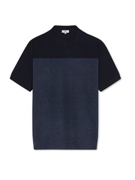 AIIZ (เอ ทู แซด) - เสื้อคอกลมผู้ชายผ้าถักสีพื้น ทอตัดต่อสี Men’s Blocked Sweaters