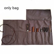 6 Pocket Japanese Chef Knife Roll Bag Canvas Leather Knife Storage Case Wallet Chef School Cooking T