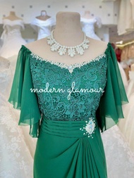 EMERALD GREEN MOTHER DRESS FOR MOTHER OF THE BRIDE  WEDDING NINANG GOWN FORMAL EVENTS GOWN