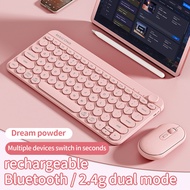 MC KM898 (1 Set) Wireless Bluetooth Keyboard Mouse Set Dual Mode Keyboard - Connect 3 Devices Rechargeable Silent Portable Keyboard for Mac Desktop PC Laptop Tablet Gaming Business Office Use