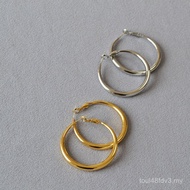 Commuter Earrings Silver Needle 925 Earrings Hong Kong Style All-Match size Female Earrings Plain Ci