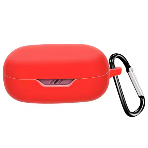 For JBL Wave Flex 2 Protective Case Bluetooth-Compatible Earbuds Silicone Cover with Hook - Red