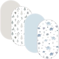 4 Pack Bassinet Sheets - 30"x18" Bassinet Fitted Sheets for Halo BassiNest, 4moms MamaRoo, Chicco Lu