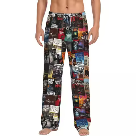 Custom Stephen King Book Covers Horror Bookworm Pajama Pants Men Sleepwear Sleep Lounge Bottoms with