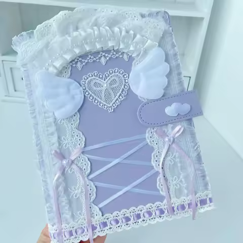 Kpop Photocard Album A5 Cover Binder Ring Orignal Design PU Cotton Lace Loose-leaf Photo Card Holder