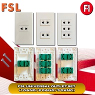 FSL UNIVERSAL OUTLET SET ( 1 GANG / 2 GANG / 3 GANG ) SET