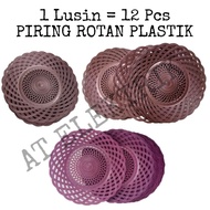 ( 1 Lusin / 12 pcs ) Piring Rotan Plastik / Piring plastik Acara