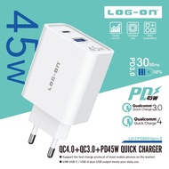LOGON BATOK CHARGER LOG ON PD45W+QC4.0+QC3.0 LO-CPD600 QUICK CHARGER