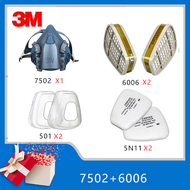 ป้องกันฝุ่น PM.2.5 ฝุ่นควัน ชนิดใช้ซ้ำได้ 3M 7502(M) และ ตลับกรองเคมีพร้อมแผ่นกันฝุ่น(N95) ุ3M6001-6