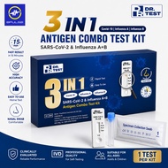 【KKM Approved】DR.TEST 3 in 1 Antigen Combo Influenza Test Kit | COVID-19 + Influenza A + Influenza B