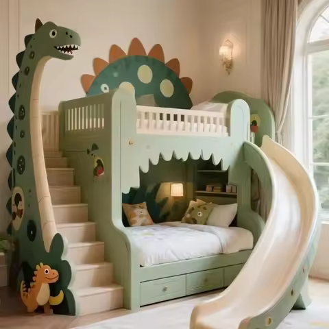 Dinosaur Bed Custom Design of Dinosaur-themed Children's Rooms Children's Rooms Come with Slides Sto