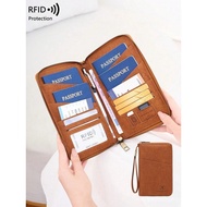 Pemegang pasport keluarga besar, pelindung pasport, beg pasport dengan penahan RFID, boleh memuatkan