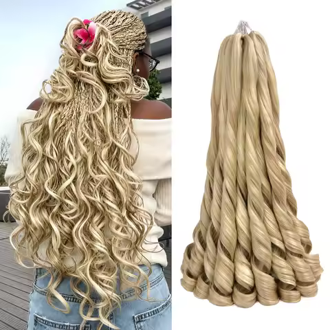 French Curl Braiding Hair 24Inch Synthetic Hair Bulk Spanish Loose Wave Spiral Curl Braids Hair Boun