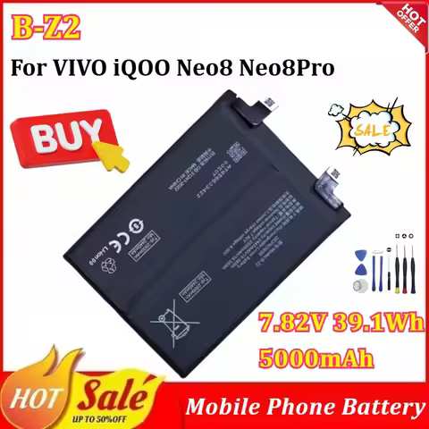 New B-Z2 7.82V 39.1Wh 5000mAh Mobile Phone Battery for VIVO IQOO Neo8 Neo8Pro Replacement Battery wi
