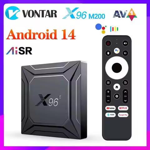 Android 14 Set Top Box X96 M200 TV Box Android 14.0 Amlogic S905X5M (S905A) Build in AI-SR AV1 4K UL