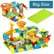 90-200Pcs DIY DUPLO Animal Marble Race Run Maze Balls Building Blocks Funnel Slide Big Size Bricks E