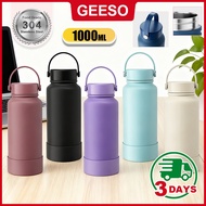 GEESO 1000ML 304 Stainless Steel Bottle Thermos Vacuum Flask Tumbler with Handle Water Bottle Botol 