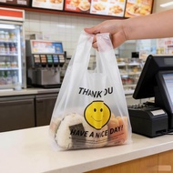 Smiley Plastic Shopping Bag Tote Bag Transparent Food Bag Supermarket Packing Bag Plastic Bag Univer